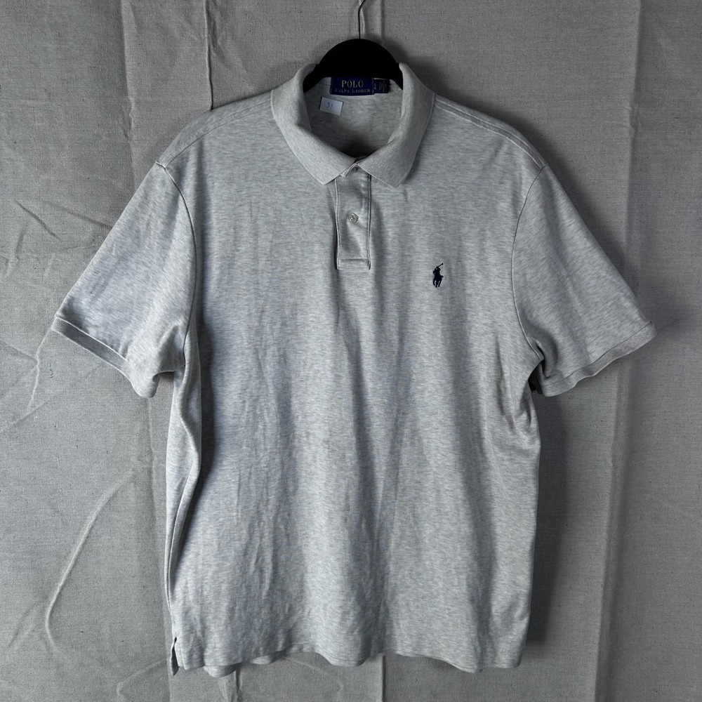 Polo Ralph Lauren Mens Large Heather Gray Short Sleeve Pony Logo Polo Shirt L